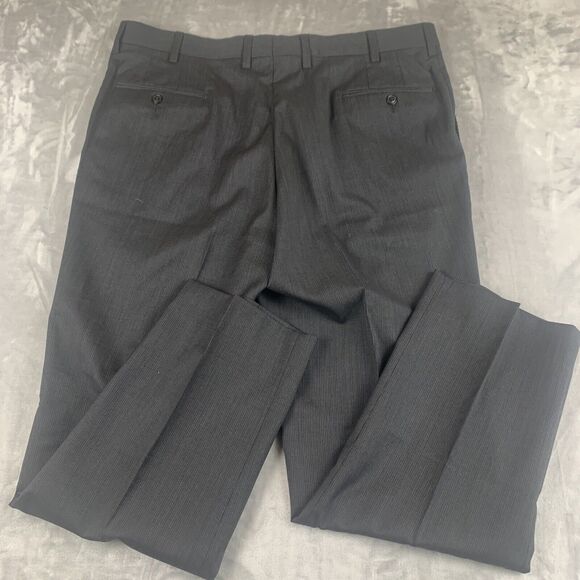 SAKS Fifth Ave‎ Spencer Dress Pants Mens 40R Gray Pinstripe 100% Wool (0491) - Picture 5 of 9
